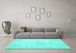 Machine Washable Persian Turquoise Traditional Area Rugs in a Living Room,, wshtr1447turq