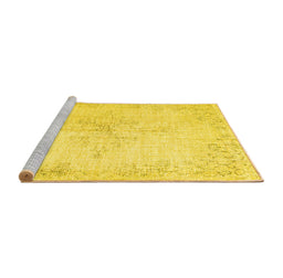 Sideview of Machine Washable Persian Yellow Traditional Rug, wshtr1447yw