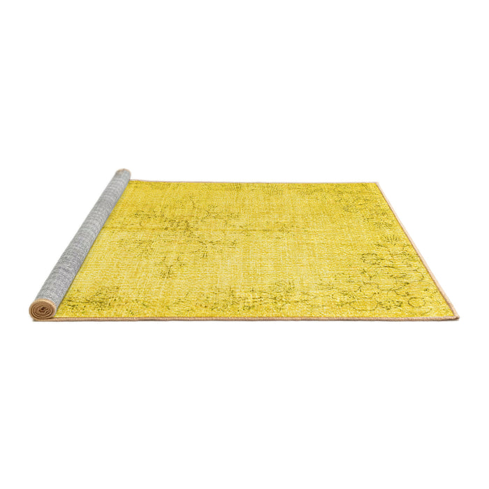 Sideview of Machine Washable Persian Yellow Traditional Rug, wshtr1447yw