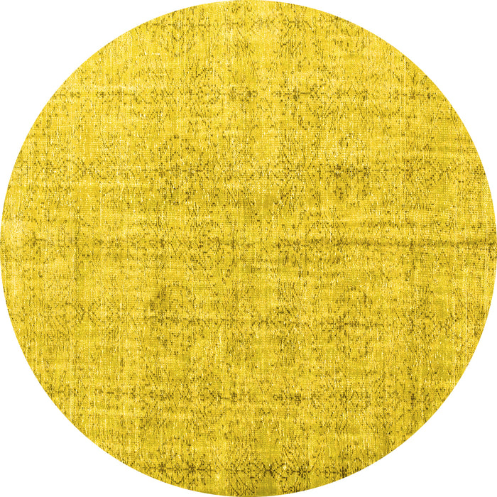 Round Machine Washable Persian Yellow Traditional Rug, wshtr1448yw