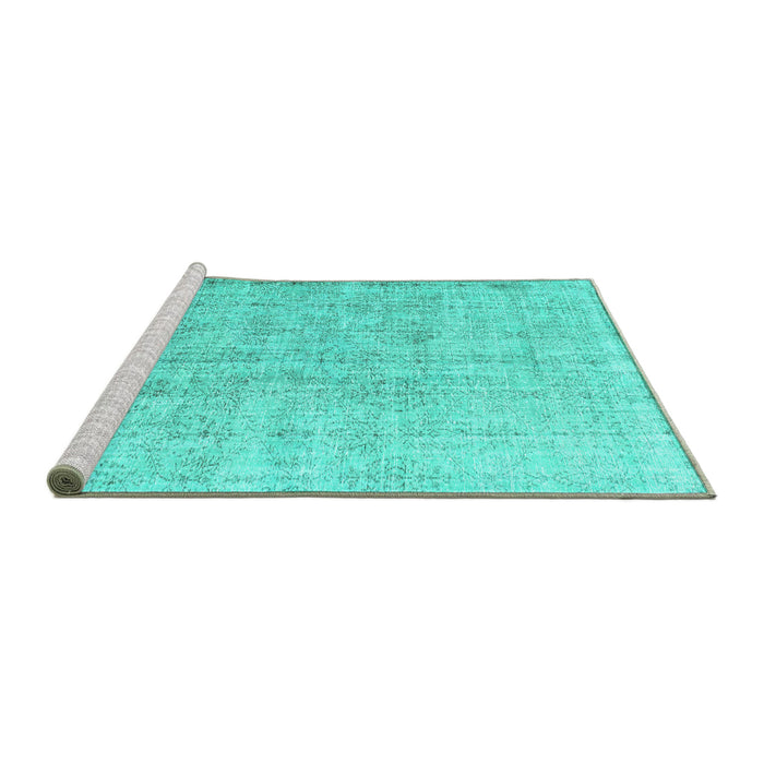 Sideview of Machine Washable Persian Turquoise Traditional Area Rugs, wshtr1448turq
