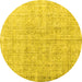 Round Persian Yellow Traditional Rug, tr1448yw