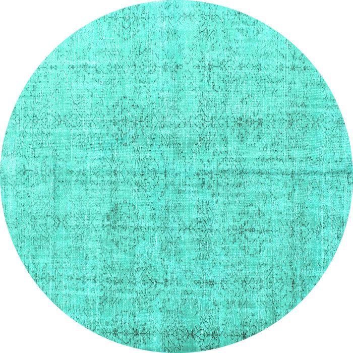 Round Persian Turquoise Traditional Rug, tr1448turq