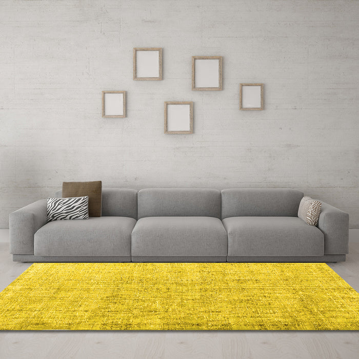 Machine Washable Persian Yellow Traditional Rug in a Living Room, wshtr1448yw
