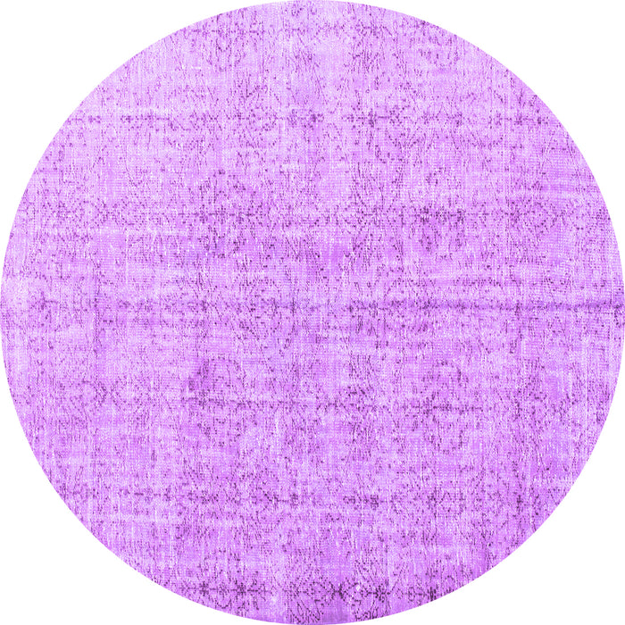 Round Machine Washable Persian Purple Traditional Area Rugs, wshtr1448pur