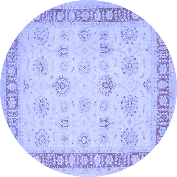 Round Machine Washable Oriental Blue Traditional Rug, wshtr1449blu