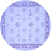 Round Machine Washable Oriental Blue Traditional Rug, wshtr1449blu