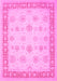 Machine Washable Oriental Pink Traditional Rug, wshtr1449pnk