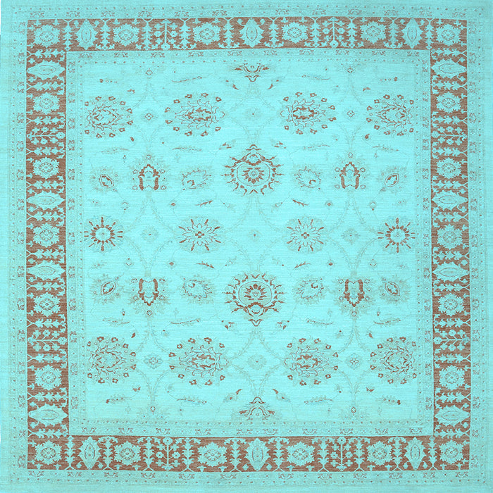 Square Machine Washable Oriental Light Blue Traditional Rug, wshtr1449lblu