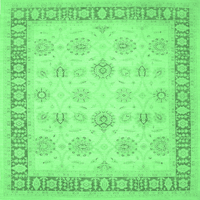Square Oriental Emerald Green Traditional Rug, tr1449emgrn