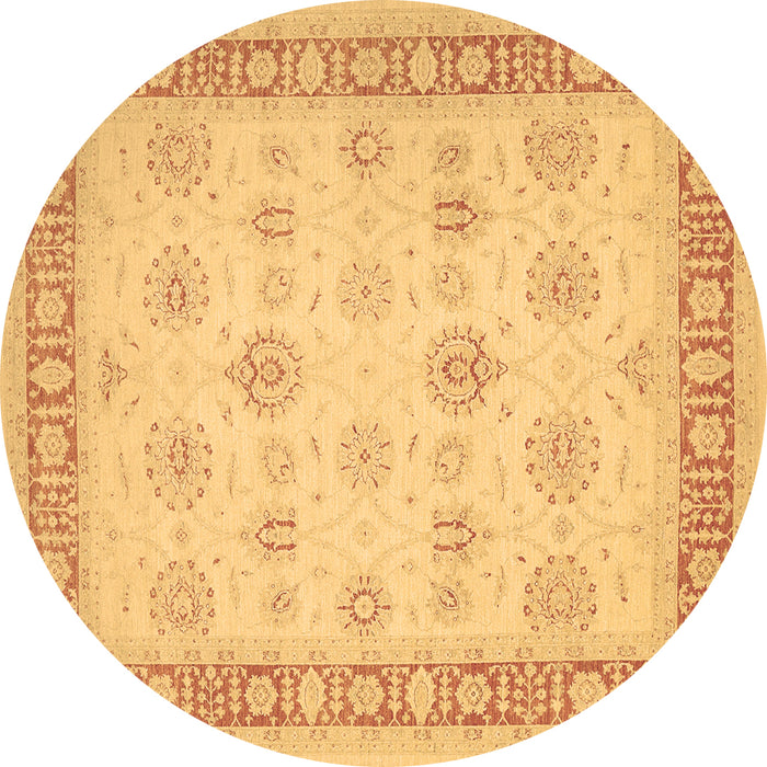 Round Oriental Brown Traditional Rug, tr1449brn