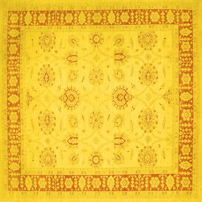 Square Oriental Yellow Traditional Rug, tr1449yw