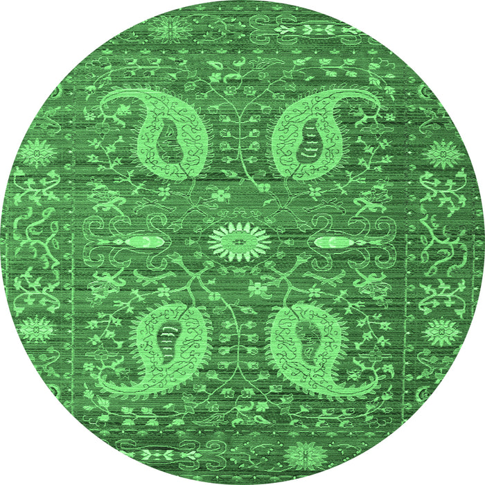 Round Persian Emerald Green Traditional Rug, tr144emgrn