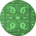 Round Persian Emerald Green Traditional Rug, tr144emgrn