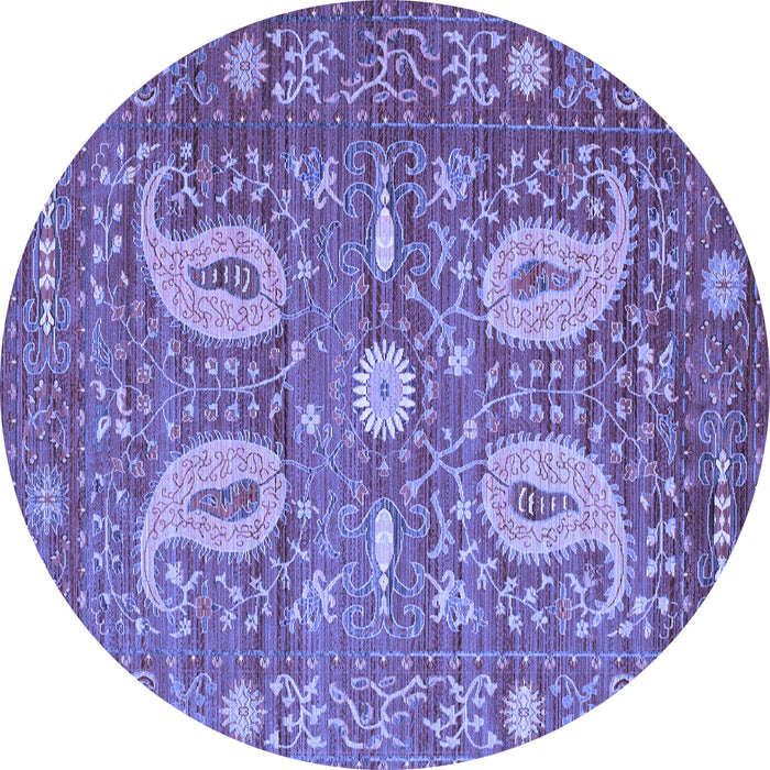 Round Machine Washable Persian Blue Traditional Rug, wshtr144blu