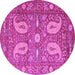 Round Persian Purple Traditional Rug, tr144pur