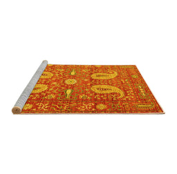 Sideview of Machine Washable Persian Yellow Traditional Rug, wshtr144yw