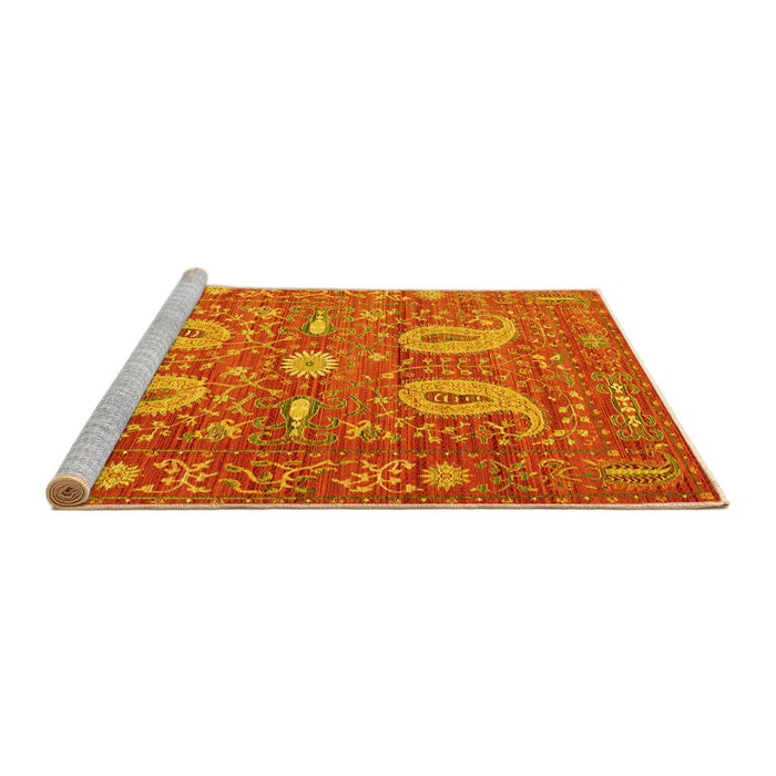 Sideview of Machine Washable Persian Yellow Traditional Rug, wshtr144yw