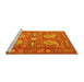 Sideview of Machine Washable Persian Yellow Traditional Rug, wshtr144yw