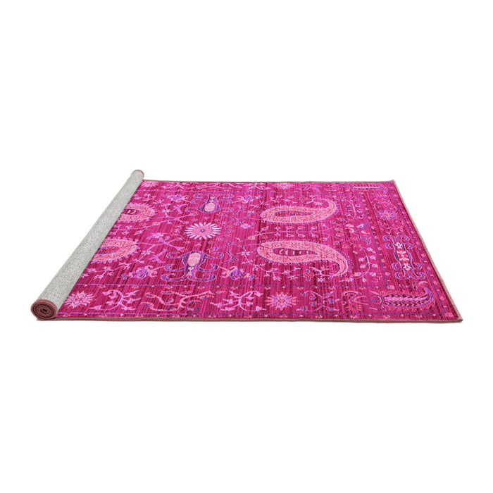 Sideview of Machine Washable Persian Pink Traditional Rug, wshtr144pnk