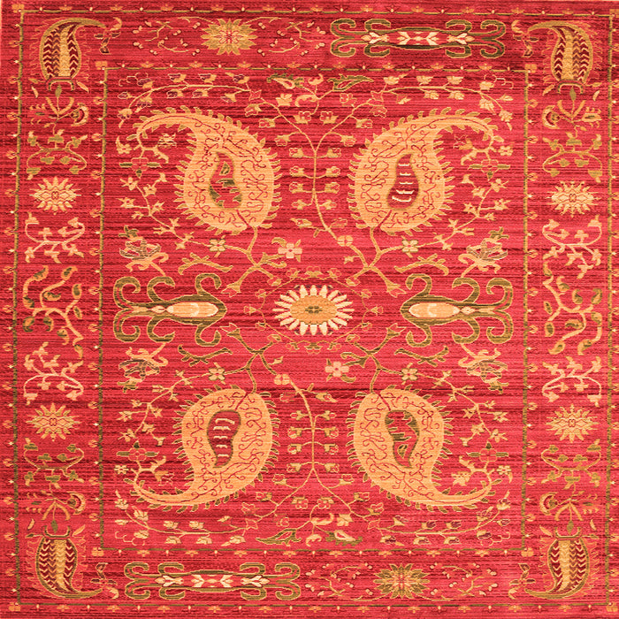 Round Machine Washable Persian Orange Traditional Area Rugs, wshtr144org