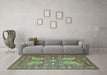 Machine Washable Persian Turquoise Traditional Area Rugs in a Living Room,, wshtr144turq