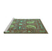 Sideview of Machine Washable Persian Turquoise Traditional Area Rugs, wshtr144turq