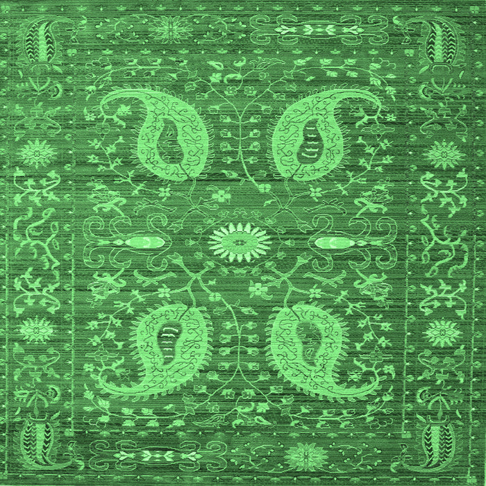 Square Machine Washable Persian Emerald Green Traditional Area Rugs, wshtr144emgrn