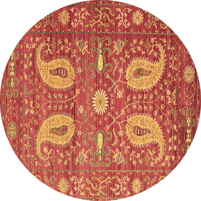 Round Machine Washable Persian Brown Traditional Rug, wshtr144brn
