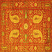 Square Machine Washable Persian Yellow Traditional Rug, wshtr144yw