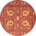 Round Persian Brown Traditional Rug, tr144brn