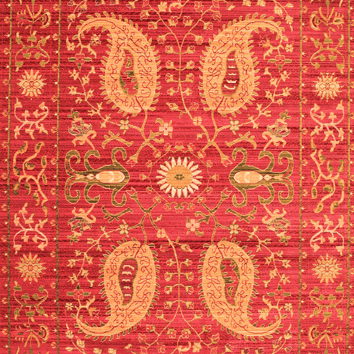 Serging Thickness of Machine Washable Persian Orange Traditional Area Rugs, wshtr144org