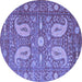 Round Persian Blue Traditional Rug, tr144blu