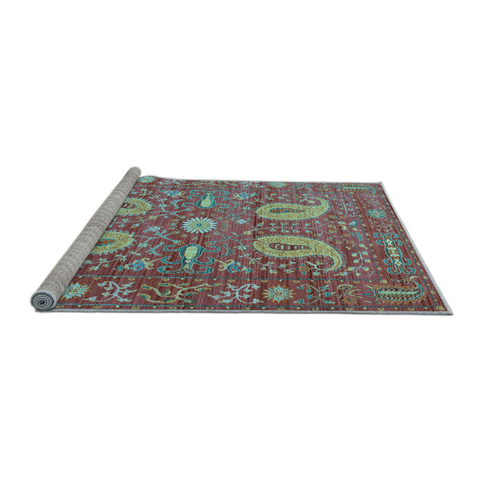 Sideview of Machine Washable Persian Light Blue Traditional Rug, wshtr144lblu