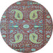 Round Persian Light Blue Traditional Rug, tr144lblu