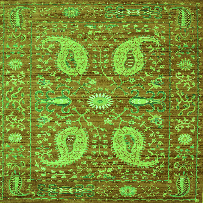 Round Machine Washable Persian Green Traditional Area Rugs, wshtr144grn