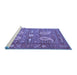 Sideview of Machine Washable Persian Blue Traditional Rug, wshtr144blu