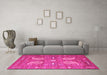 Machine Washable Persian Pink Traditional Rug in a Living Room, wshtr144pnk