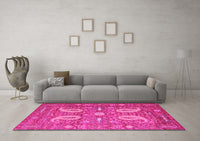 Machine Washable Persian Pink Traditional Rug, wshtr144pnk