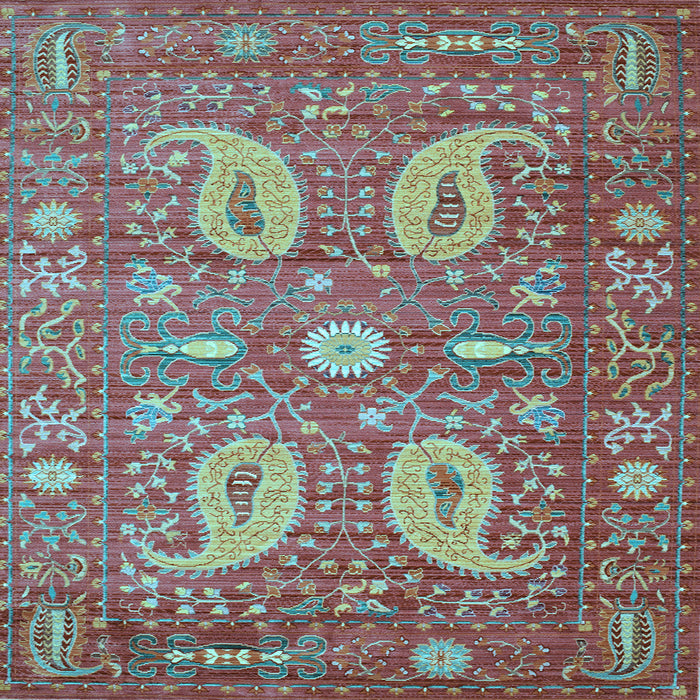 Square Machine Washable Persian Light Blue Traditional Rug, wshtr144lblu