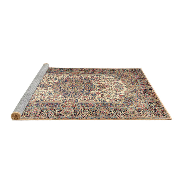 Sideview of Machine Washable Traditional Chestnut Brown Rug, wshtr1450