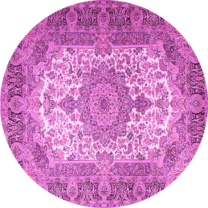 Round Medallion Pink Traditional Rug, tr1450pnk