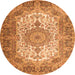 Machine Washable Medallion Orange Traditional Area Rugs, wshtr1450org