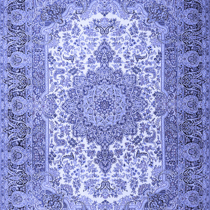 Machine Washable Medallion Blue Traditional Rug, wshtr1450blu