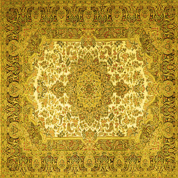 Square Medallion Yellow Traditional Rug, tr1450yw