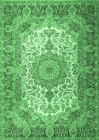 Medallion Emerald Green Traditional Rug, tr1450emgrn