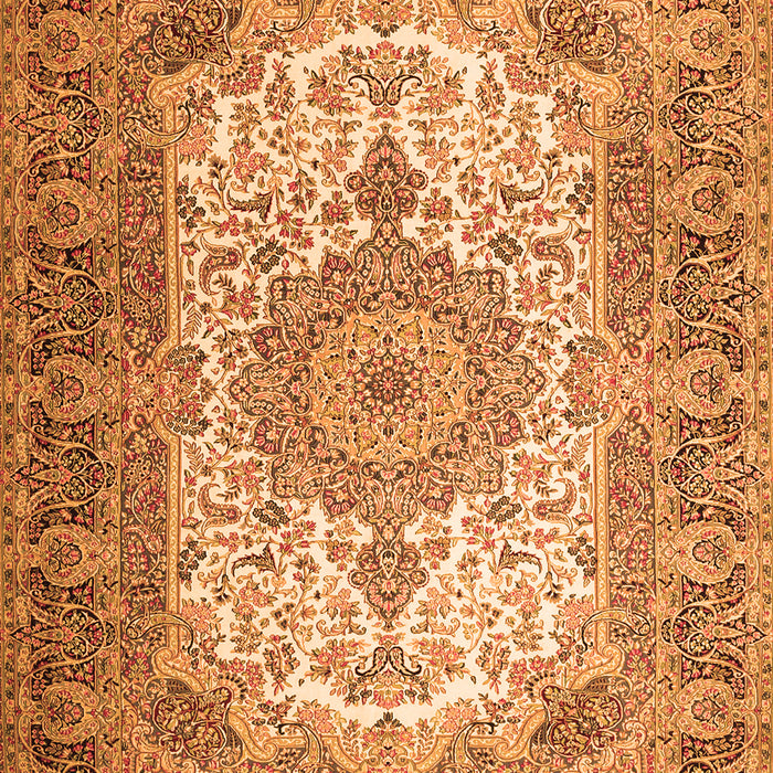 Serging Thickness of Machine Washable Medallion Orange Traditional Area Rugs, wshtr1450org