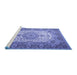 Sideview of Machine Washable Medallion Blue Traditional Rug, wshtr1450blu