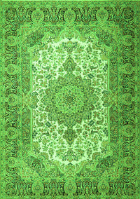 Medallion Green Traditional Rug, tr1450grn