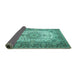 Sideview of Medallion Turquoise Traditional Rug, tr1450turq